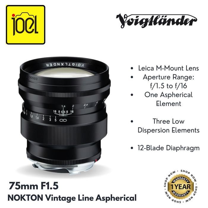 Voigtlander Nokton Vintage Line 75mm F1.5 VM-Mount Black-Brand New