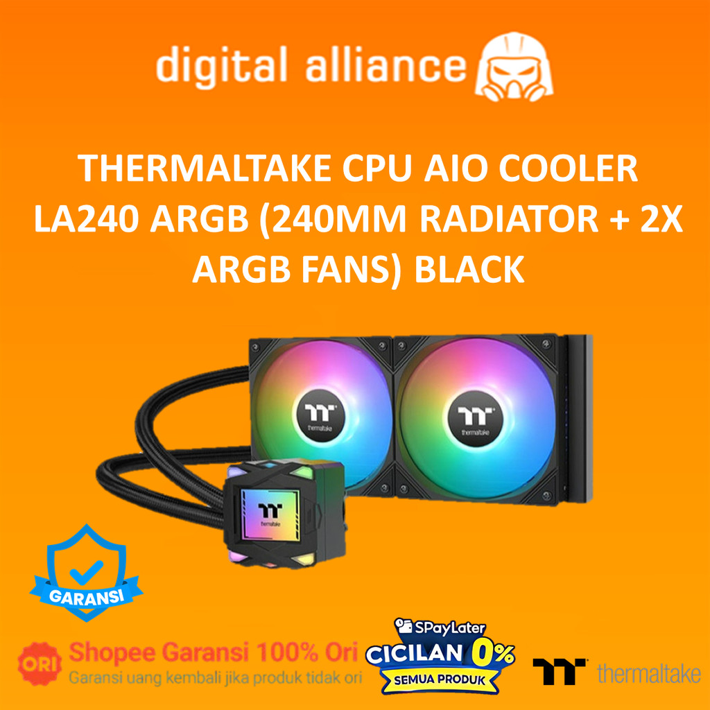THERMALTAKE CPU AIO COOLER LA240 ARGB (240MM RADIATOR + 2X ARGB FANS) BLACK
