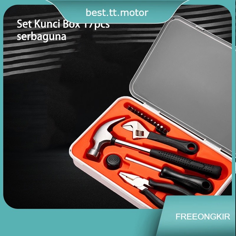 Kunci Set 17pcs Serbaguna Obeng Kunci Inggris Palu Peralatan Rumah Tangga Bengkel