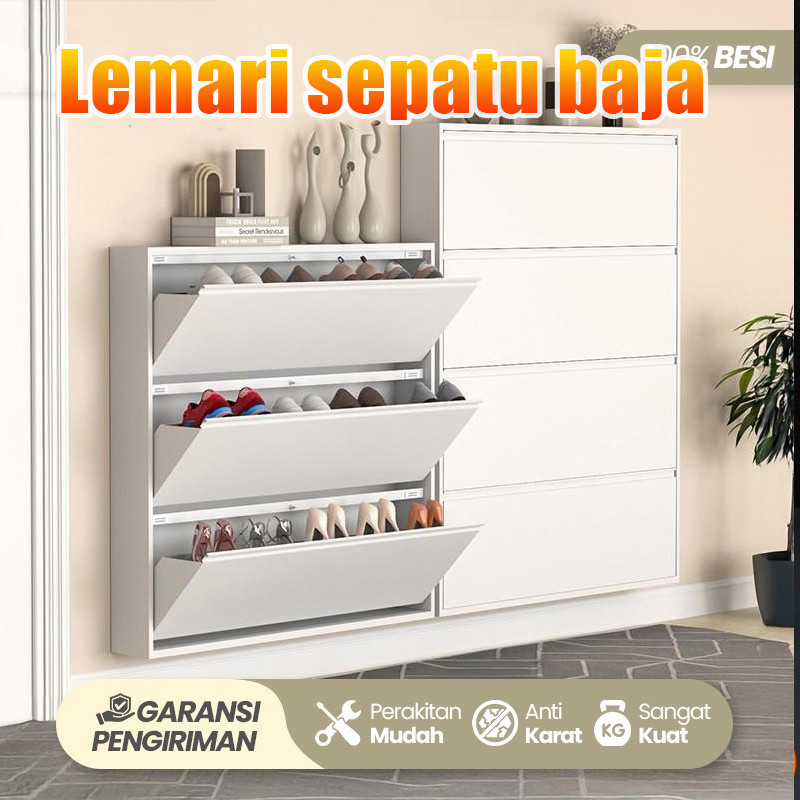 Rak Sepatu Besi Lemari Sepatu Susun Tertutup Rak Sepatu Besi Kuat Tebal Rak Sepatu Tertutup Besi