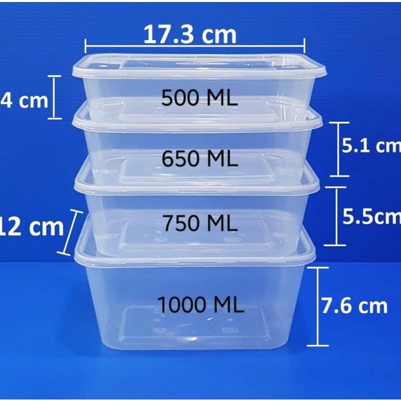(25set) Thinwall Food Container 500ml 650ml 750ml 1000ml / Kotak Makan Mika Plastik