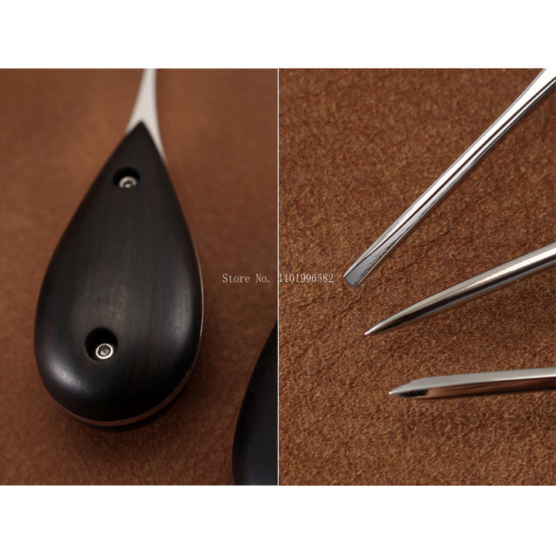 

Wood Handle Leather Products Hand Sewing Thread Hole Punching Awl DIY Hand-made Leather Bags/belts Auxiliary Punching Tools