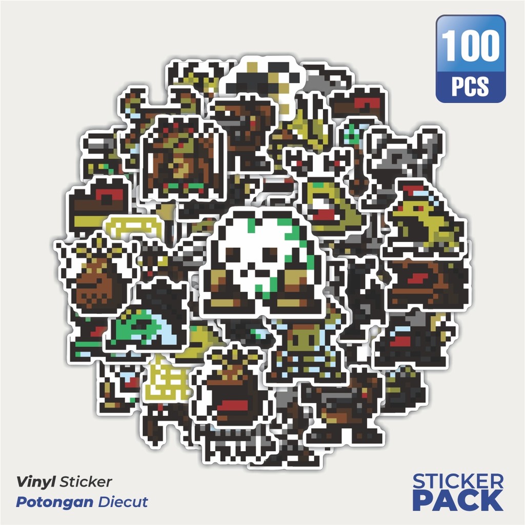 

100 PCS STIKER Stiker Pixel Digimon V41 Waterproof Aesthetic- Untuk Laptop, Motor, dan Helm - Paper Stationery Pack