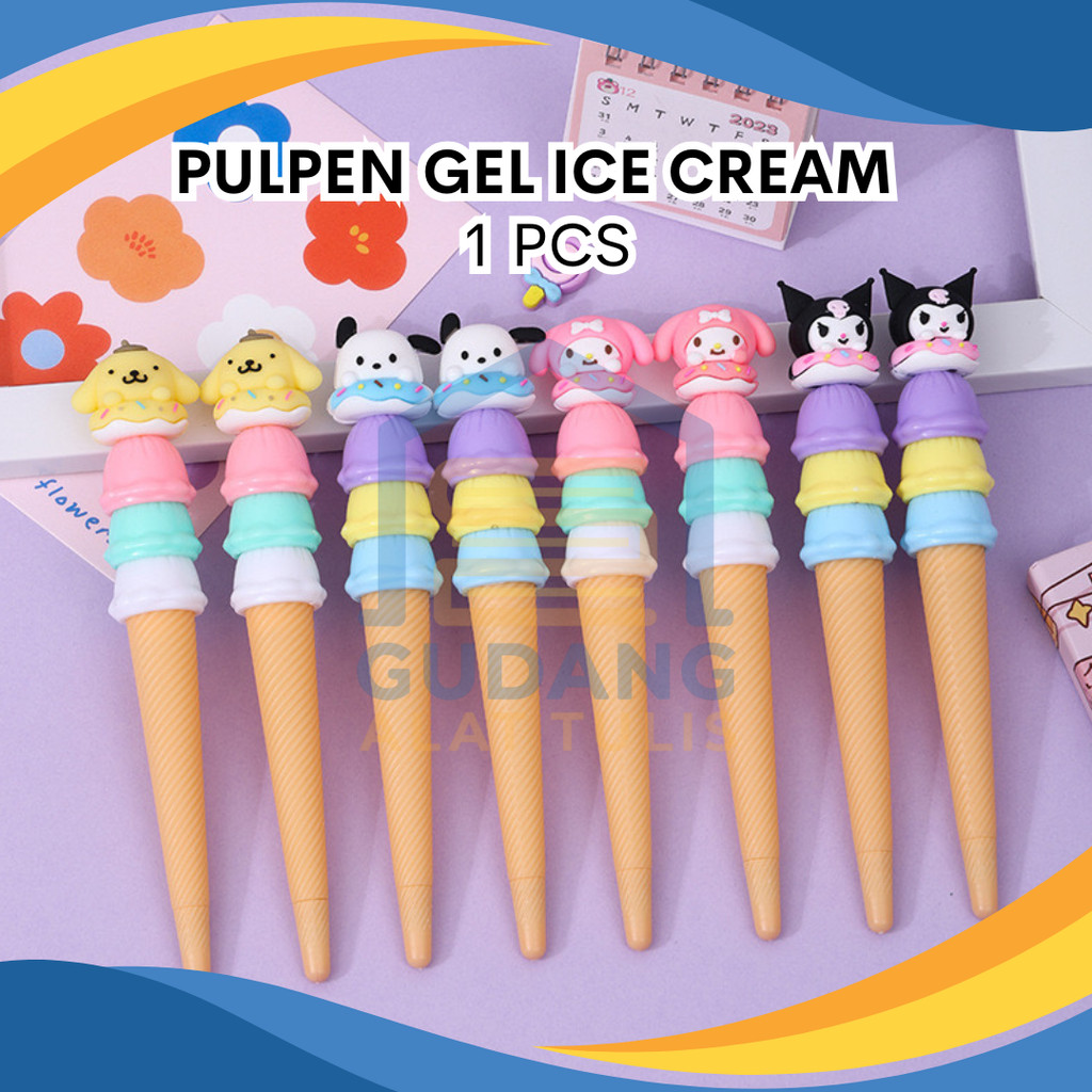 

PULPEN GEL KARAKTER MOTIF SANRIO BENTUK ICE CREAM PER PCS