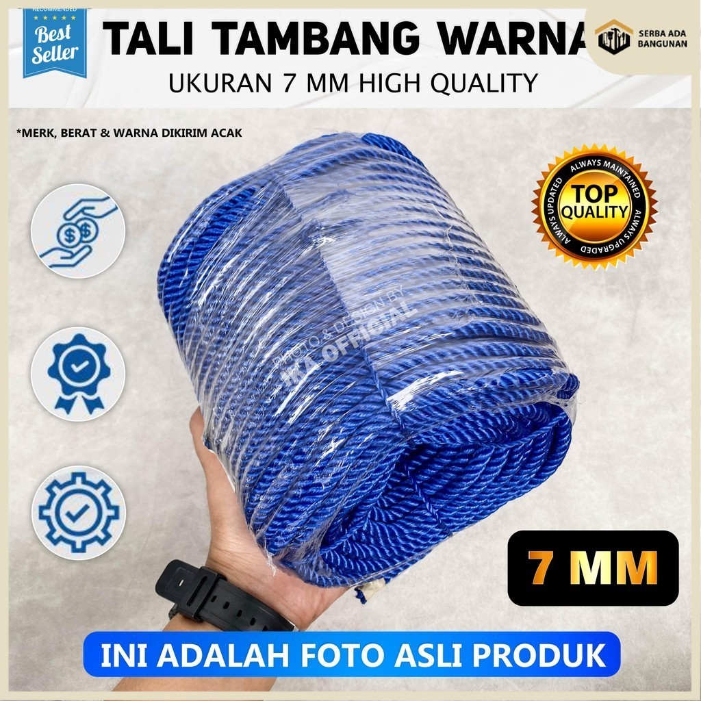 

SAB TALI TAMBANG PLASTIK 7 MM 50 METER / TALI TAMBANG PPD 7 MM / TALI MOBIL PICK UP DAN FUSO / Promo Termurah Tali Tambang 7mm per roll Tali Nylon Nilon / Tali Tambang Plastik Kecil PE 7 mili / Tali Tampar / Tali Layangan / Tali Pertanian - Tali Tenda