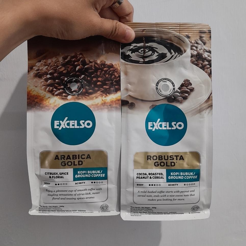 

Excelso Kopi Bubuk ARABICA GOLD / ROBUSTA GOLD 200gr