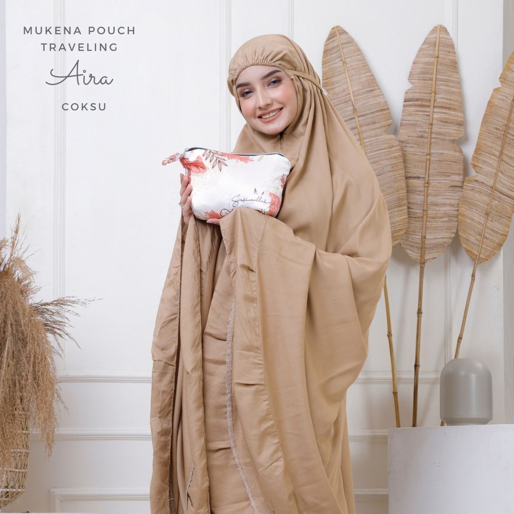 mukena katun rayon premium Mukena Dewasa Pouch Traveling Rayon Aira mukena traveling mini