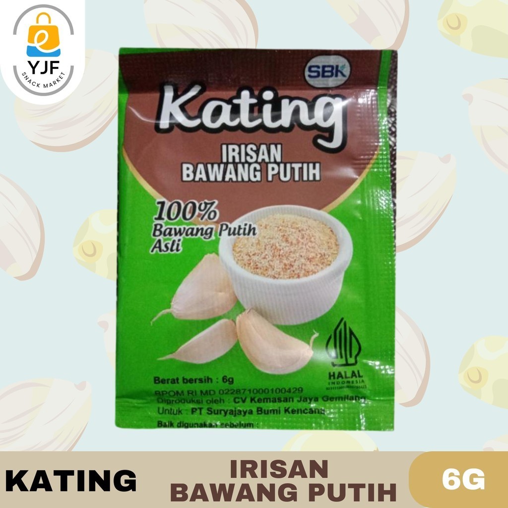 

Kating Irisan Bawang Putih 6gr - 1PCS / Kecil Kasar Bawang Putih / 100% Bawang Putih Asli / Sachet