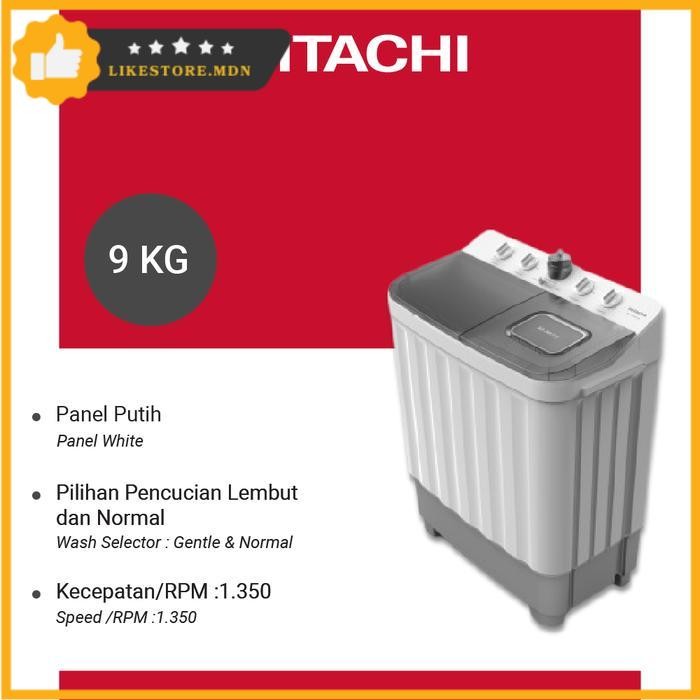 HITACHI MESIN CUCI 2 TABUNG 9KG LTT-09JWT COR