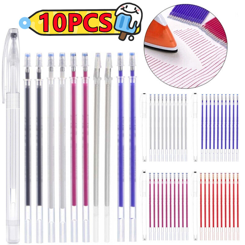 

New 10PCS/Set Heat Erasable Magic Marker Pen Temperature Disappearing Fabric Pens Line Marking DIY Craft Sewing Accessories 2023
