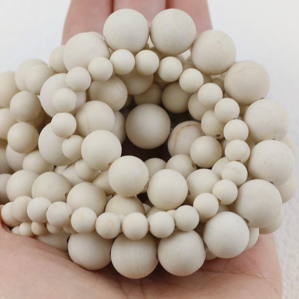 

Natural Matte Antique beige Bead 4/6/8/10/12mm Round Loose Stone Beads For Jewelry DIY Handmade Bracelet Earrings Accessories