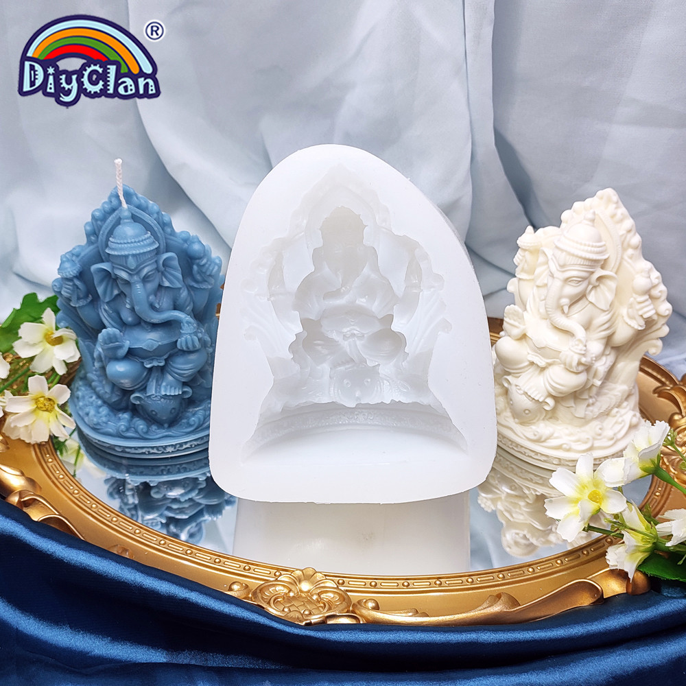 

Indian Elephant Trunk God Model Silicone Mold Garnesh Candle Mould Aromatherapy Gypsum Resin Clay Crafts Home Decoration Tools