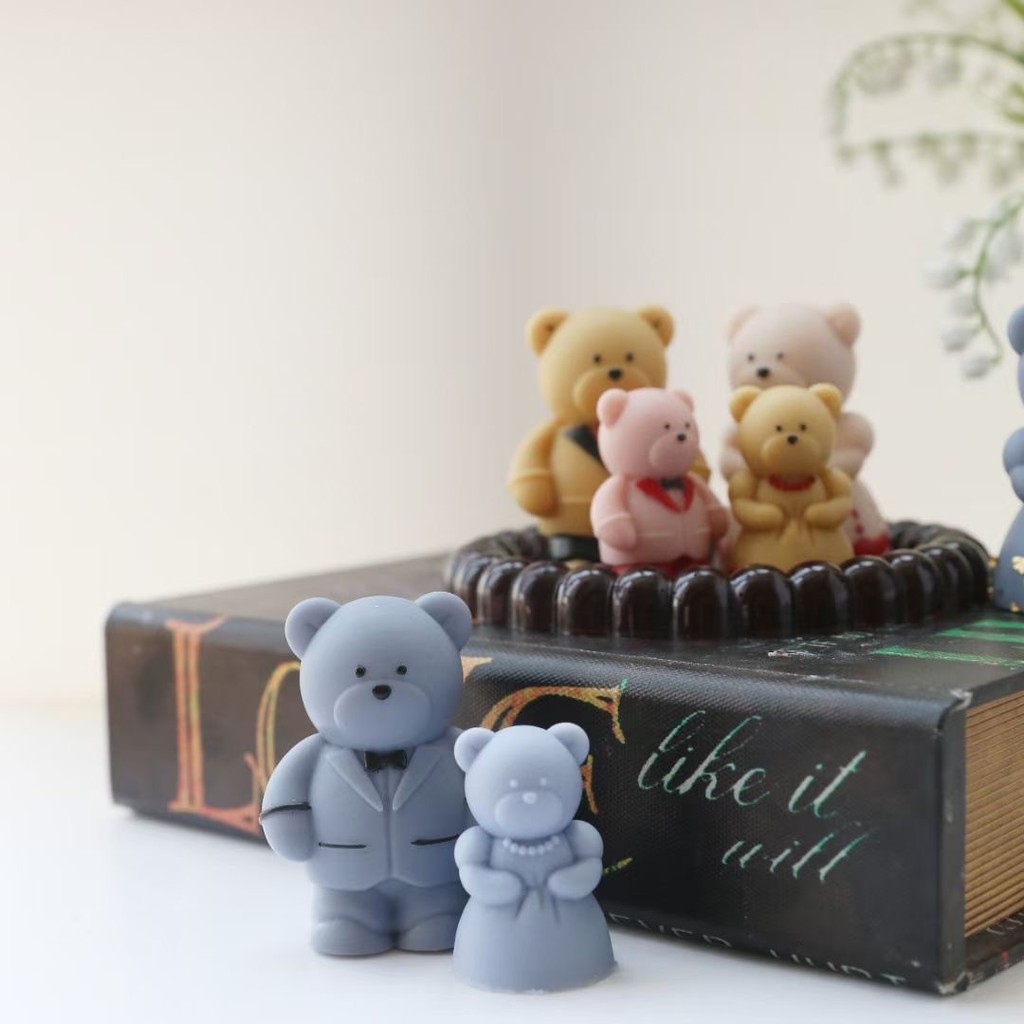 

ins Newly married Bear Silicone molds wedding Bear candle soap mold plaster DIY handmade silicone mold