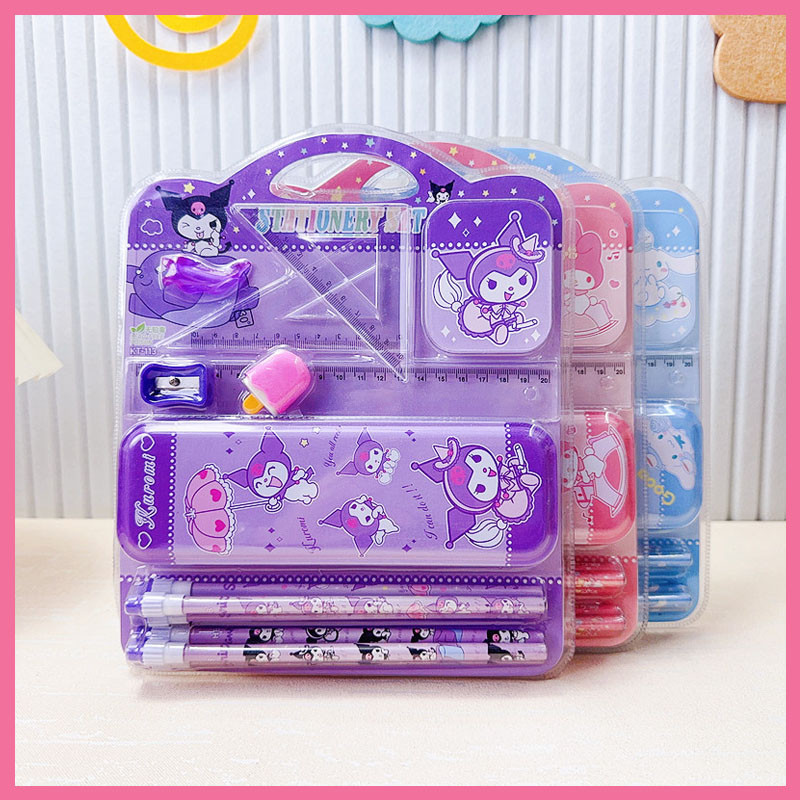 

New Hot Sellling Sanrio Kuromi Melody Cartoon Stationery Pencil Box Hb Pencil Set Cute And Practical Holiday Gift For Students