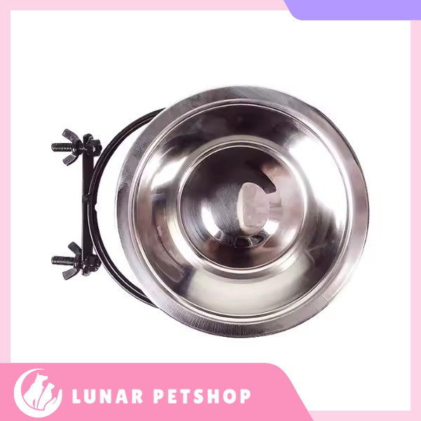 Mangkok Makan Minum Kucing Anjing Jepit Kandang Stainless-Cat and Dog Bowl