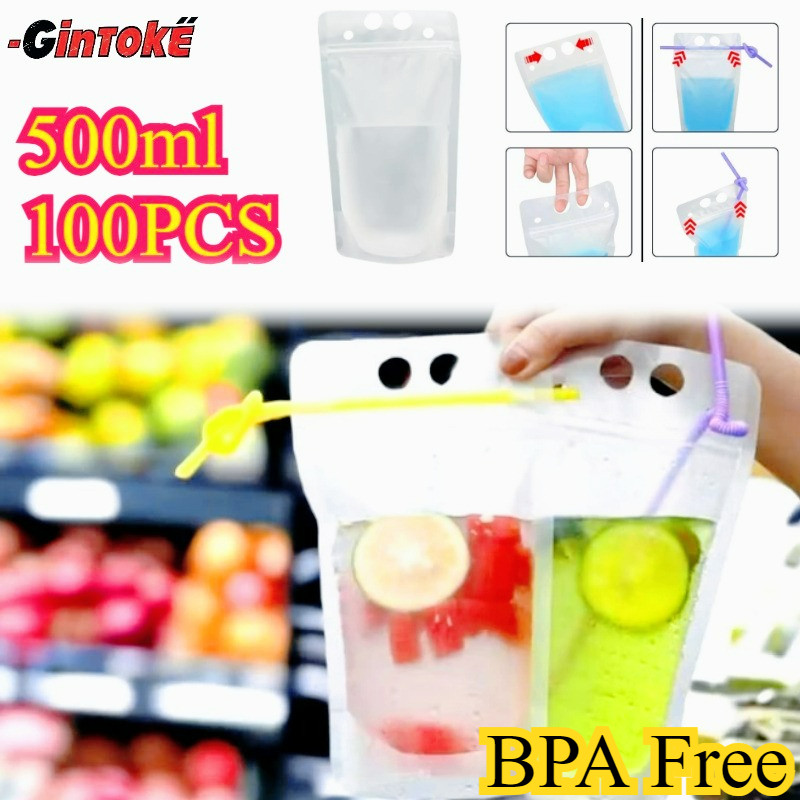 500 Ml 100pcs/Set Plastik Pouch Minuman / Standing Pouch / Plastik Juice Premium / Kemasan Minuman /