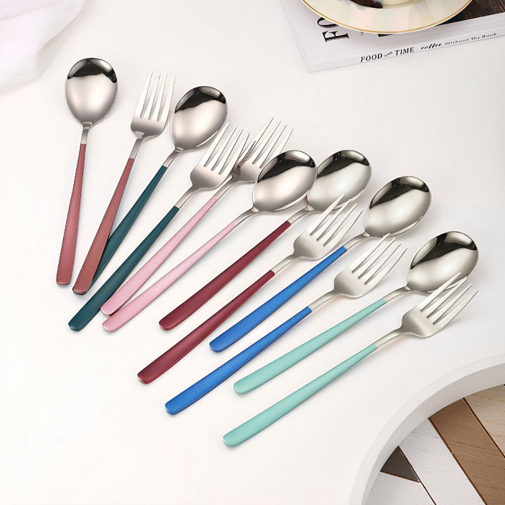 Sendok Garpu Set Stainless Sujeo Korean Alat Makan Korea Tebal Warna Warni