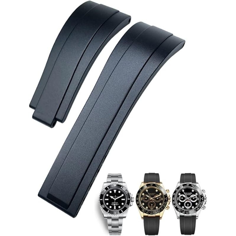 Tali Rolex jam tangan daytona 20mm rubber karet black day tona pria