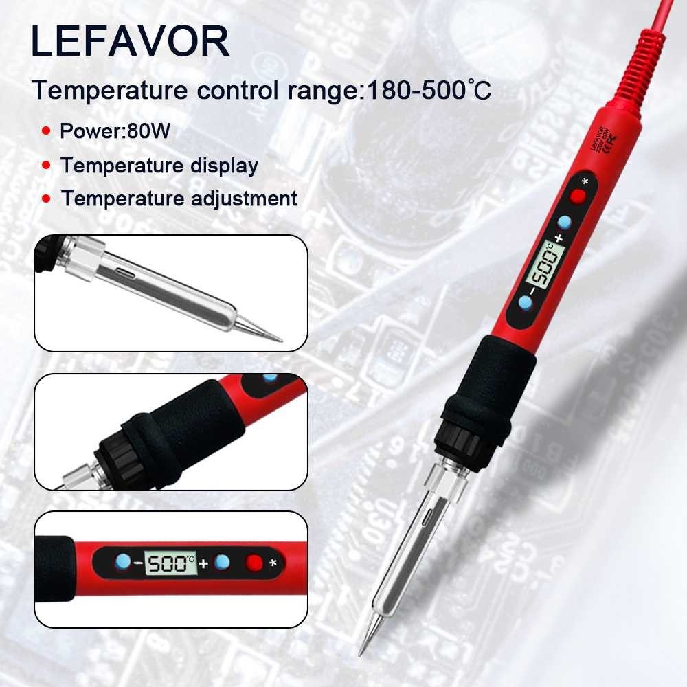 

LEFAVOR Set Solder Elektrik Adjustable Temperature Soldering 80W - LF-802