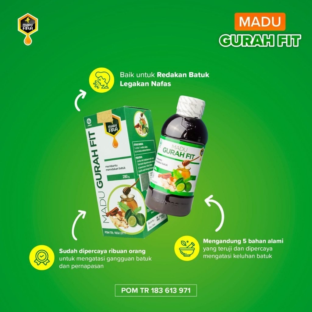Madu GURAH FIT Asli Original Gurahfit Madu Untuk Bronkitis, Radang Tenggorokan, Batuk Madu GURAH FIT