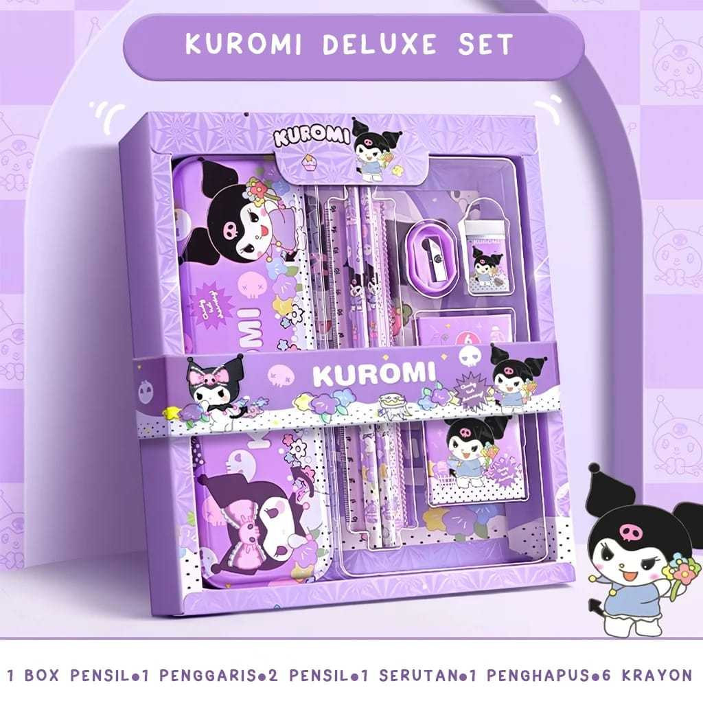 

Alat Tulis Set Lengkap 7in1 Stationary Karakter Kuromi Penggaris Rautan Pensil Box Pensil Crayon