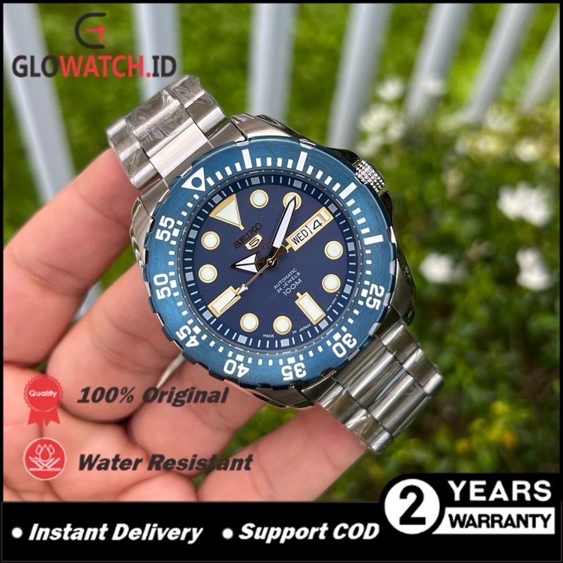 Jam Tangan Pria  Seiko 5 Sports SRP605K1 Silver Blue Gold Automatic Original (Garansi 2 tahun) / Sup