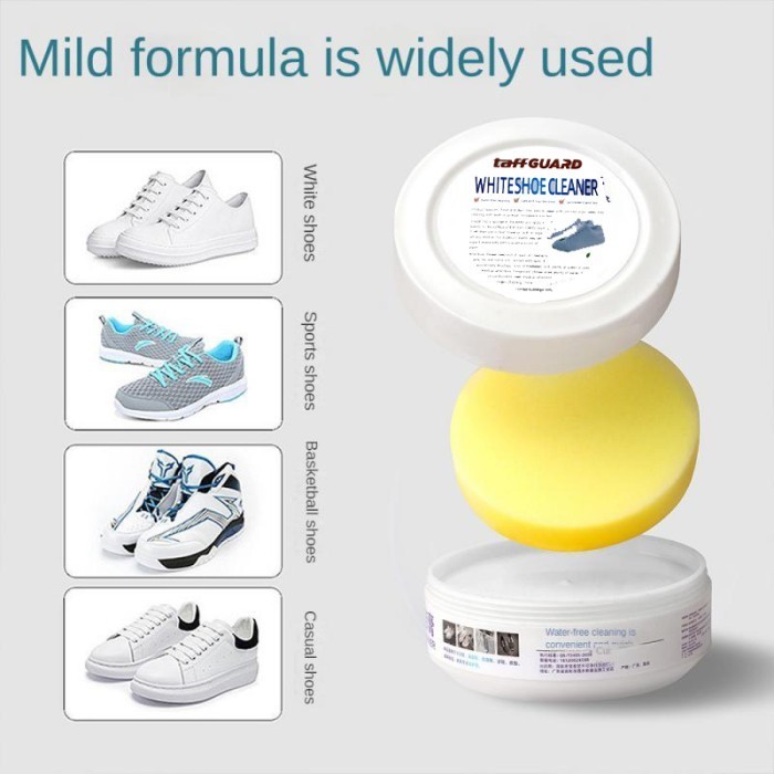 Krim Cuci Tanpa Air Pemutih Pembersih Sepatu Sneakers Putih isi 260g with Bonus Spons Busa