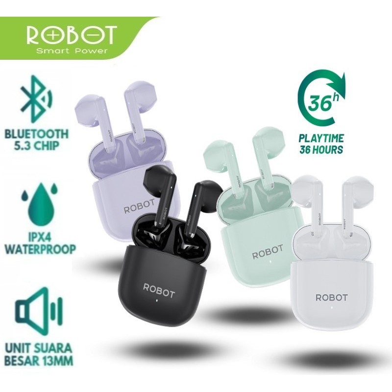 Headset TWS Robot T60 Headset Wireless Bluetooth 5.3 Handsfree Bluetooth ROBOT T60 Earphone TWS Robo