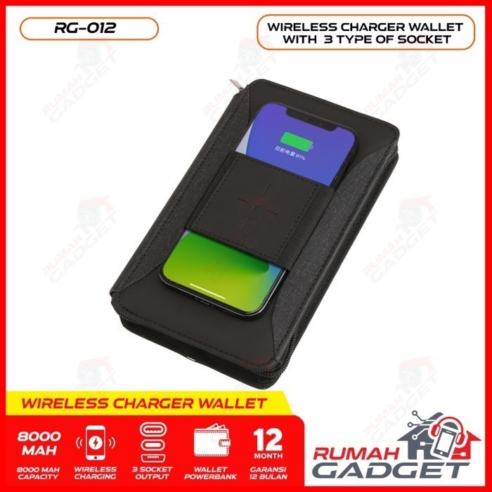 Powerbank - Dompet - Wallet - Big Clutch - 8000 MaH - Wireless