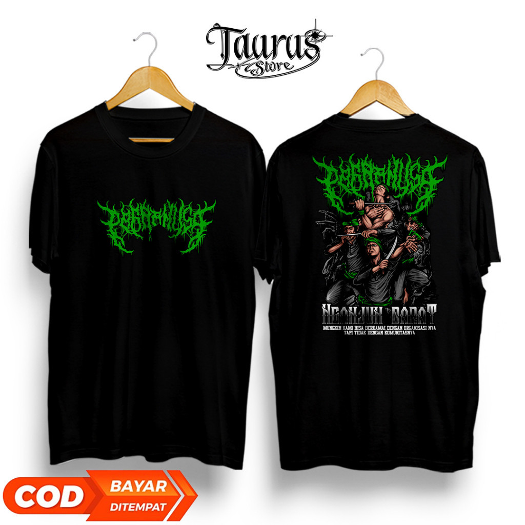 KAOS PAGAR NUSA HARDCORE DESIGN GREEN SABLON DTF DISTRO PENCAK SILAT IPSI KAOS SILAT INDONESIA