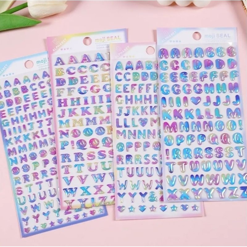 MR SHOP [ST 10] Sticker Stiker Huruf Nama Deco Dekorasi DIY Craft Jurnal Kerajinan Anak Metalik Pela