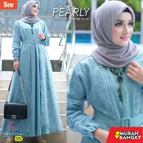 gamis kekinian tahun 2024 Gamis Brokat pearly terbaru 2024 gamis simple dan elegan gamis kondangan b