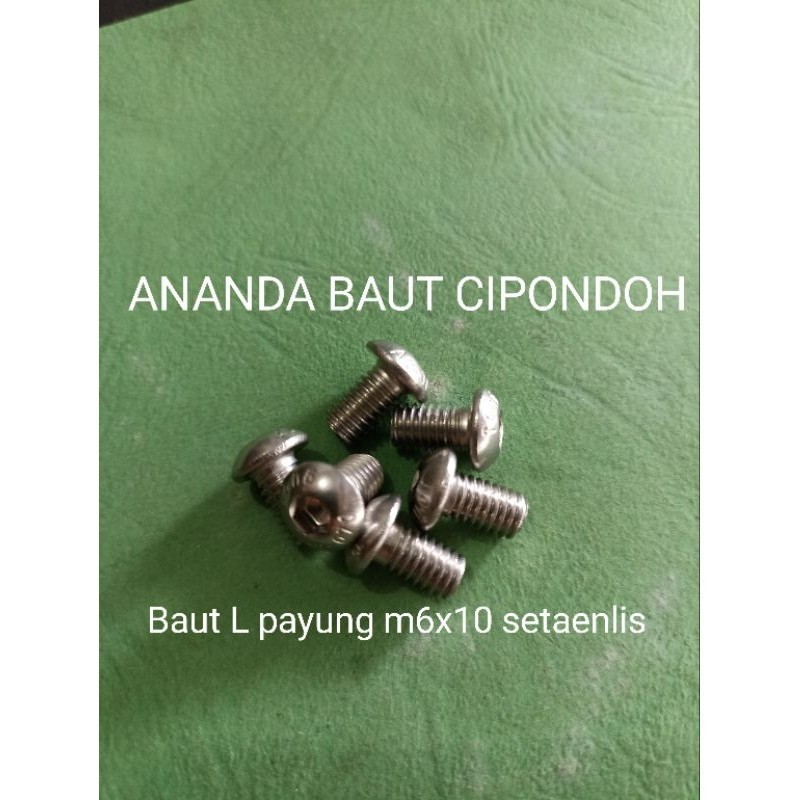 Baut L payung m6x10 setaenlis