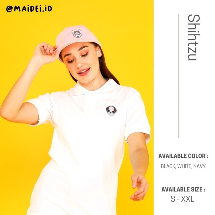 Unisex kaos polo shirt bordir anjing ShihTzu by Maidei (Shih-Tzu)