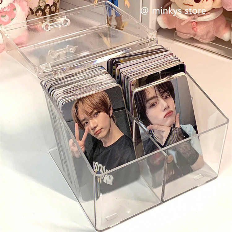

Kawaii Hot Transparent Kpop Photocard Storage Box Photo Card Collection Organizer Box School Stationery