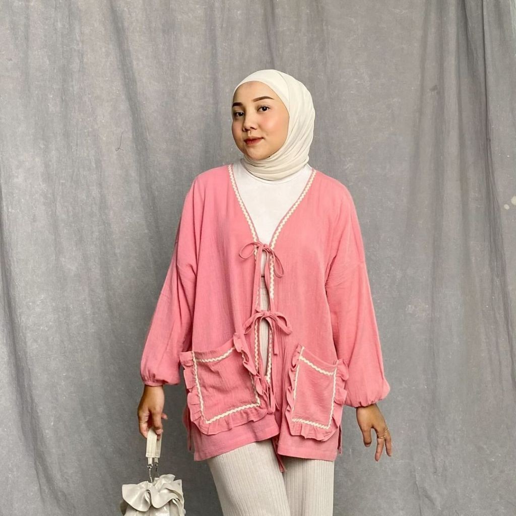 Xaviro - ZRX AGHNIA CARDIGAN WANITA / NAMI OUTER RENDA TALI PITA / CARDIGAN POLOS PREMIUM KOREAN STY