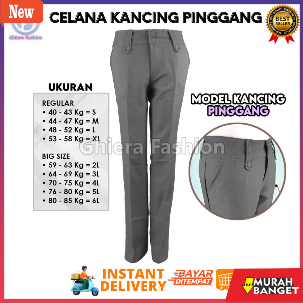 Celana panjang wanita terbaru- Celana Panjang Wanita Polos Saku Pakaian Kerja Kantoran Clana Bahan C