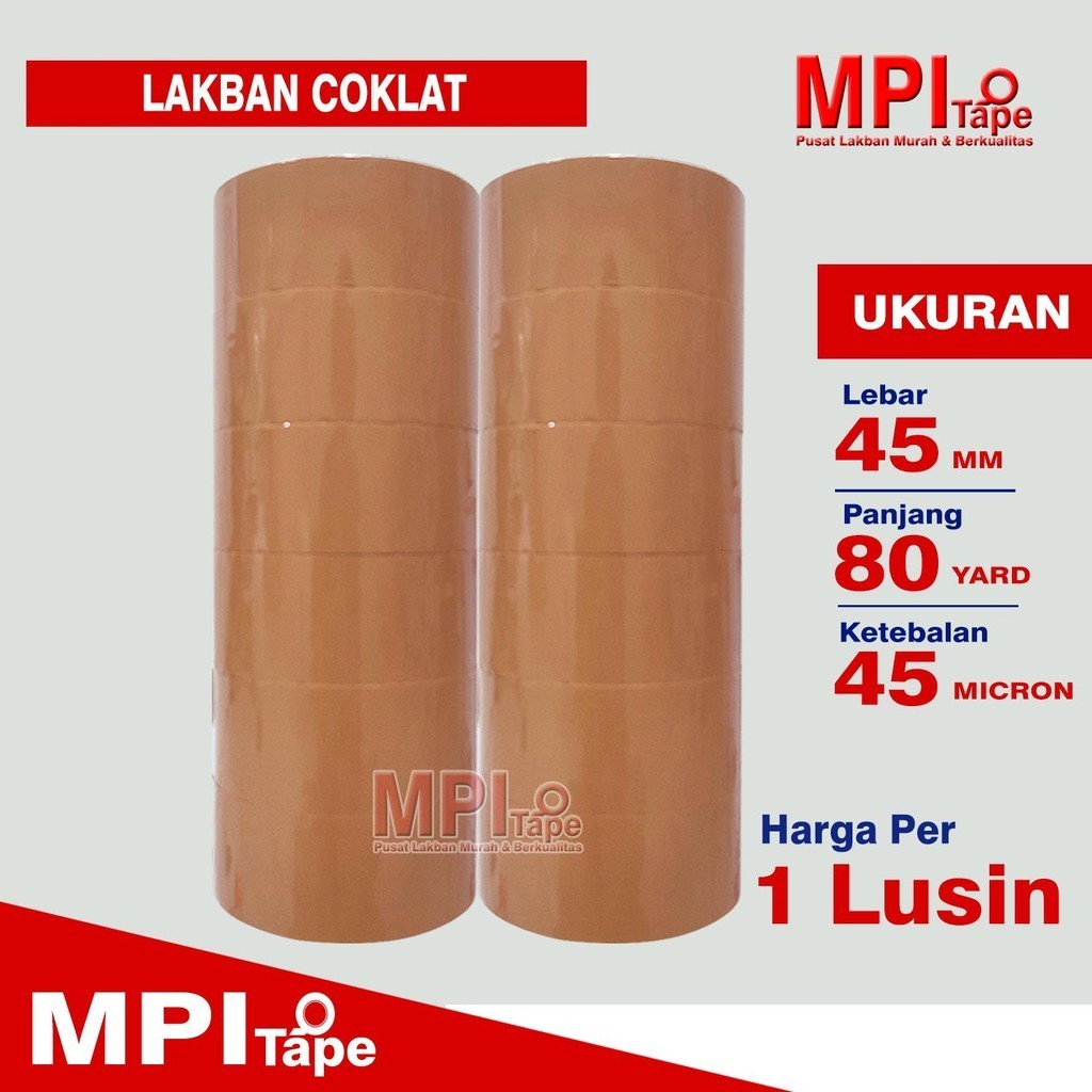 

1 Lusin - Lakban Coklat MPI 45 mm x 80 yard - Lakban Packing
