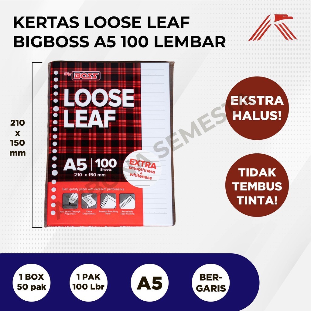 

Kertas Binder / Loose Leaf Big Boss 100 A5