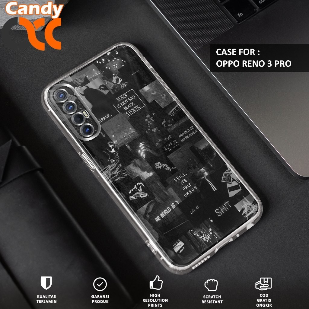 Case OPPO RENO 3 PRO - Casing OPPO RENO 3 PRO Motif AESTHETIC - Softcase Premium Fourside - Bening T