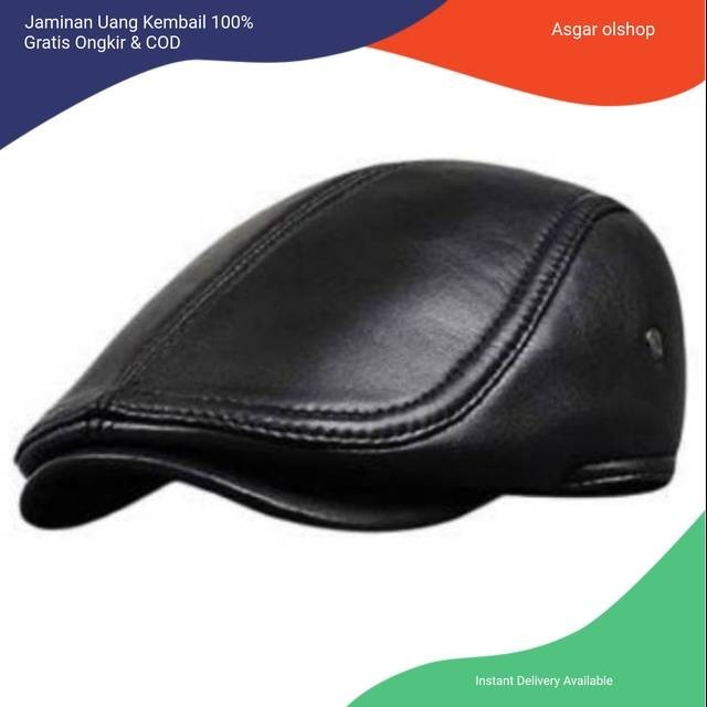 Topi pet pria laki laki topi pet kulit asli Garut termurah topi copet kulit asli terkeren