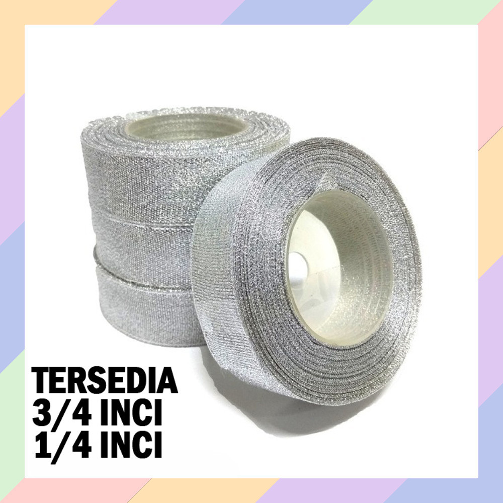

ST45 Pita Metalik Silver Perak Kerajinan Tangan Ribbon Glitter Hampers Kado 28A5