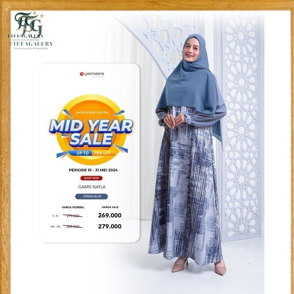 (Fg)YASMEERA SALE/ GAMIS NAYLA by Yasmeera Original /Original Brand/Kualitas Premium/Gamis Formal/Ga