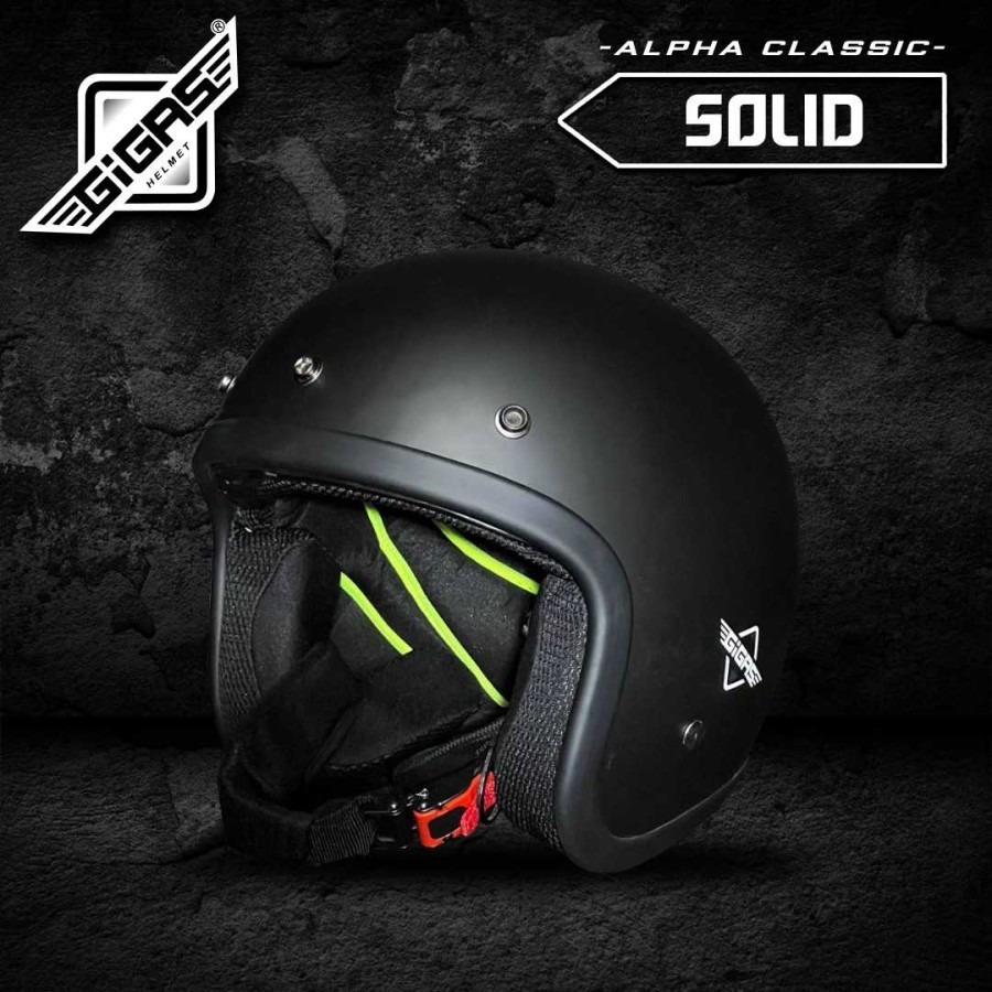 HELM RETRO GIGAS SOLID BLACK DOFF