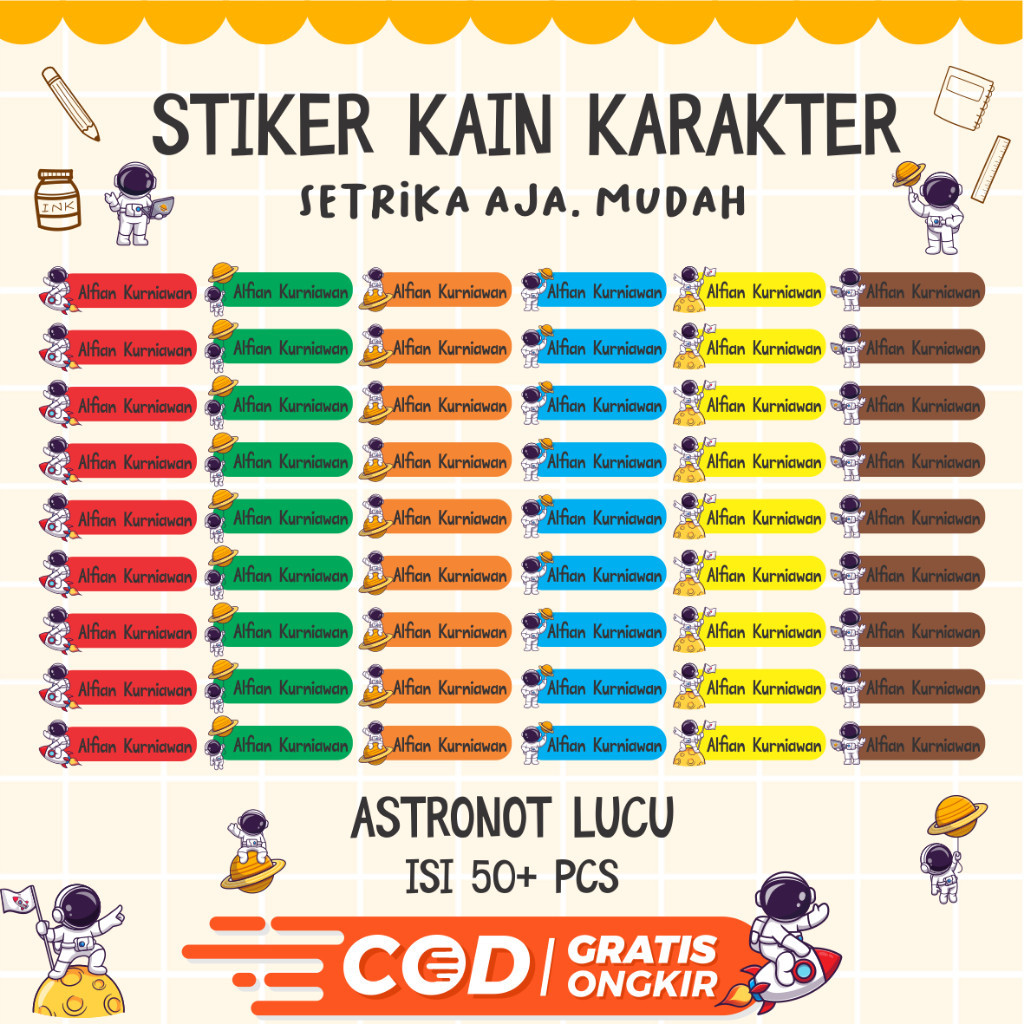 

SEHARI JADI !! Stiker Kain ( SEMUA JENIS KAIN ) KARAKTER LUCU . Stiker Label Nama Kain Baju Anak Sablon Setrika sticker aesthetic dapat 50pcs+ SIBIL.ID