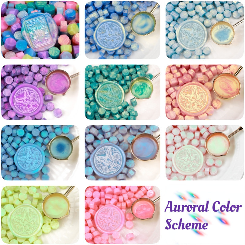 

500g Octagonal Pearlescent Lacquer Wax Pellets Transparent Illusion Stamp Wax Card Making Scrapbooking Decorative Supplies