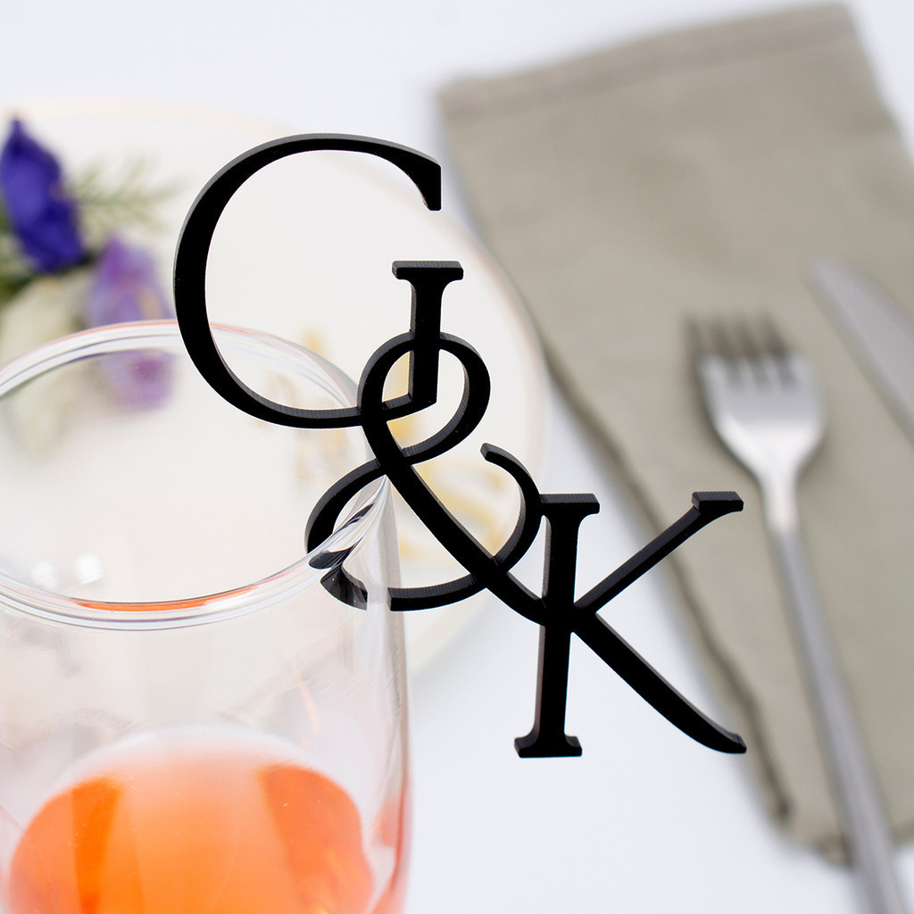 Personalized Cut Wedding Drink Tags, Glass Topper, Drink Stirrers, Bar Sign, Glass Marker, Acrylic W