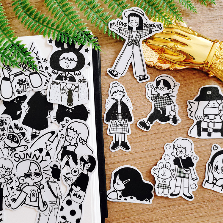 

34PCS Simple cartoon girl Stickers Crafts And Scrapbooking stickers kids toys book Decorative sticker DIY Stationery