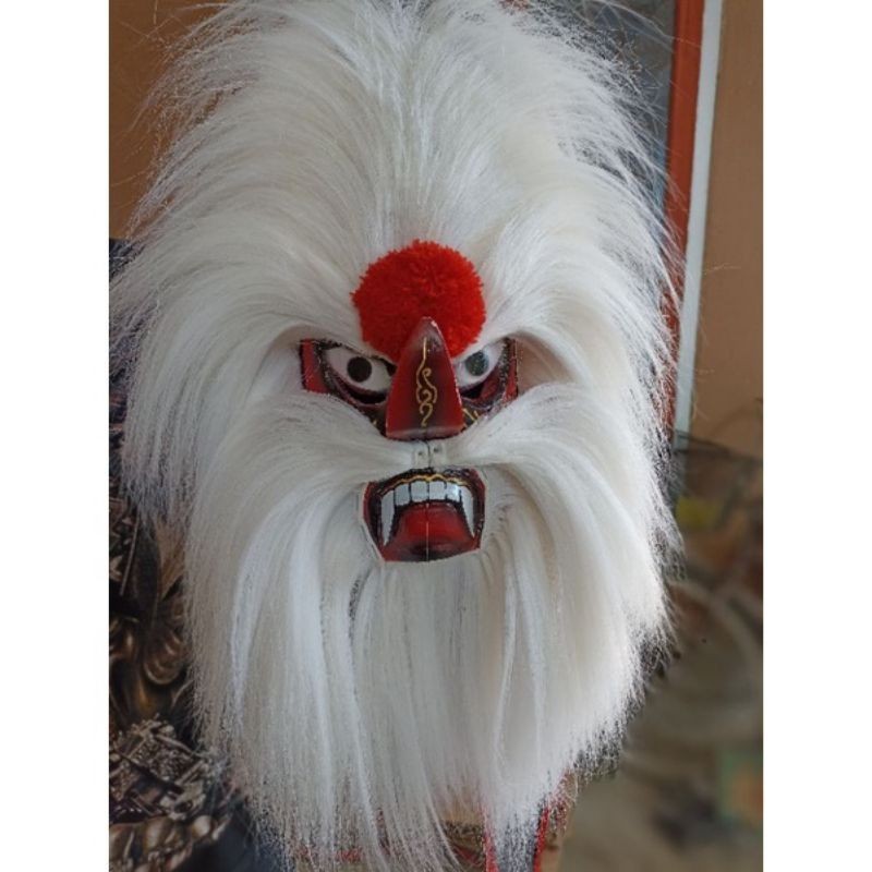 topeng ganong full putih/ganongan anak/ganongan remaja/dewasa/ganongan rambut sintetis