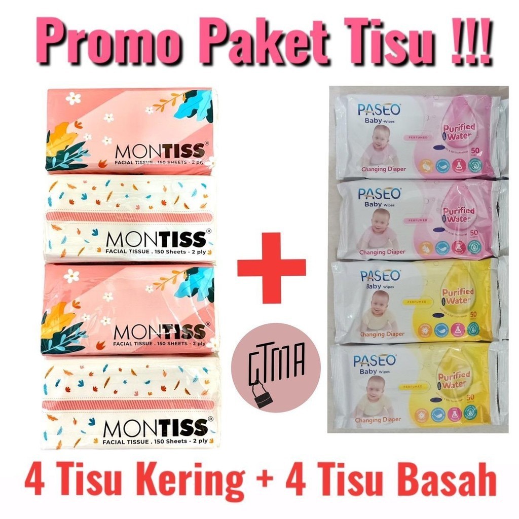 Paket Tisu Kering + Tisu Basah (Montis+Paseo)